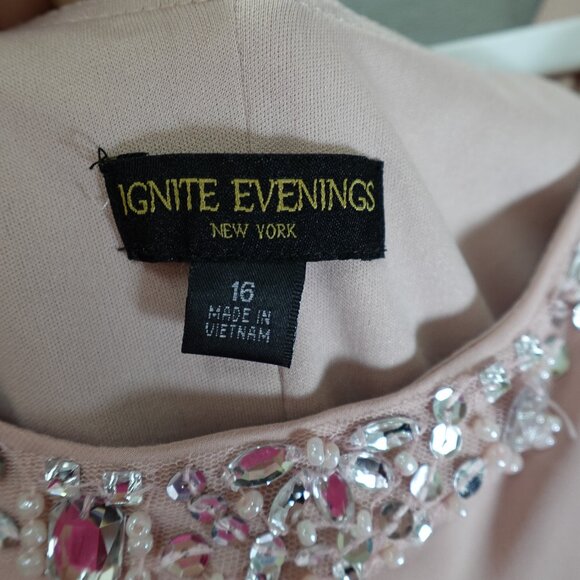 Ignite Evenings New York Dress Womens 16 Formal Tiered Blush Pink Easter Spring - Picture 4 of 10